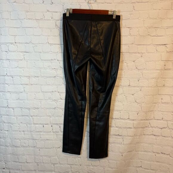 Emerson Fry Vegan Leather Leggings Pants Pull On Skinny Black Faux High Rise - Picture 4 of 5